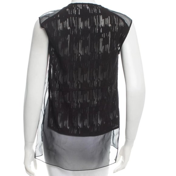 Helmut Lang  Embroidered Silk V-Neck Top Black - Picture 3 of 10